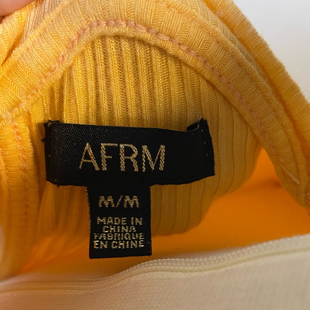Afrm Jazlyn Ruched Ribbed Dress In Orange Cream size Medium - Picture 6 of 6